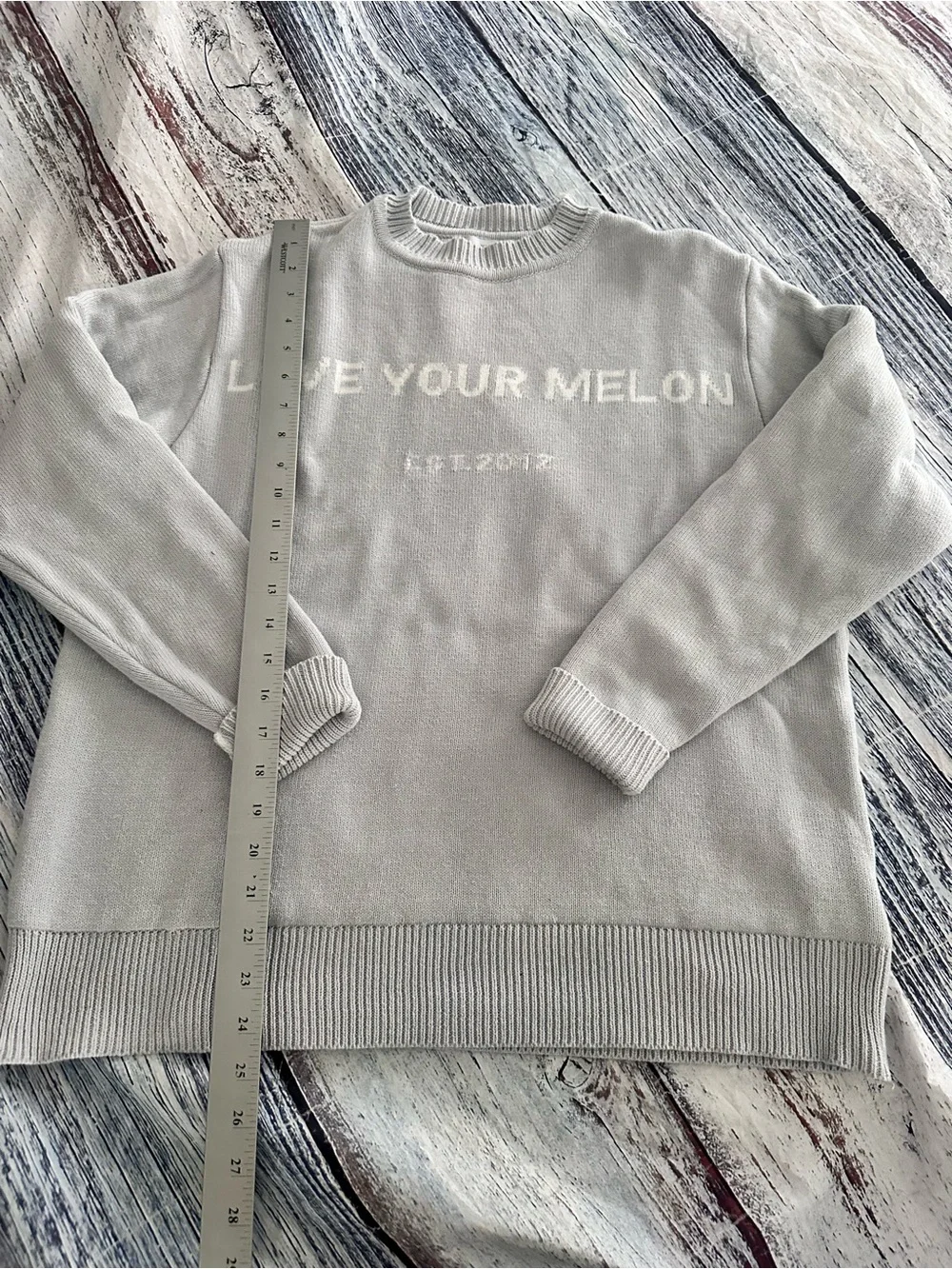 Love Your Melon Light Gray Logo Knit Sweater - Picture 9 of 9